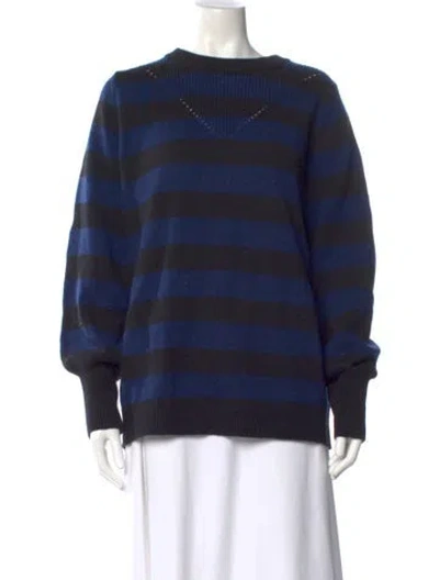 Pre-owned Hatch Merino Wool Striped Sweater In Blue