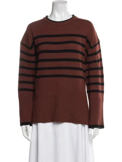 Pre-owned Hatch Merino Wool Striped Sweater In Brown