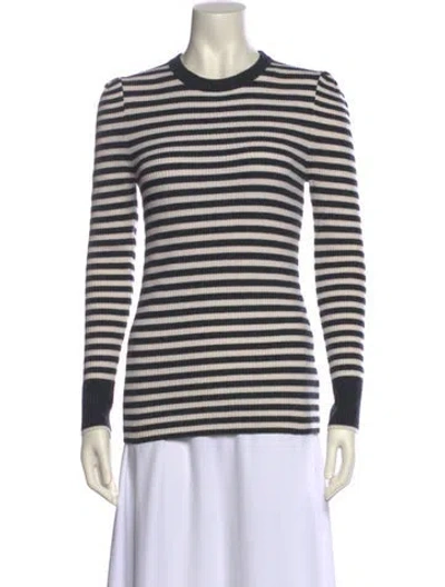Pre-owned Hatch Merino Wool Striped Sweater In White