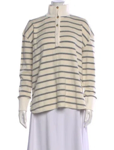 Pre-owned Hatch Merino Wool Striped Top In Neutral