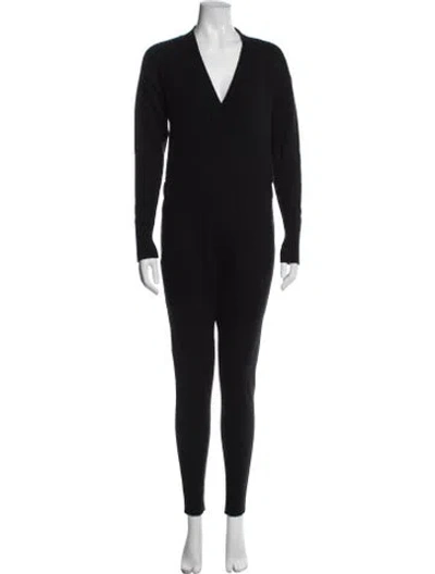 Pre-owned Hatch Merino Wool V-neck Jumpsuit In Black