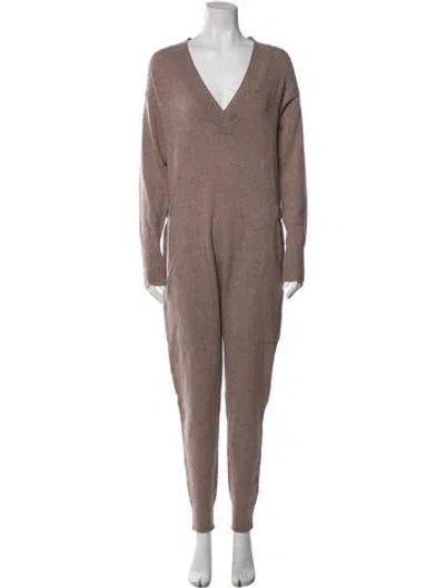 Pre-owned Hatch Merino Wool V-neck Jumpsuit In Purple