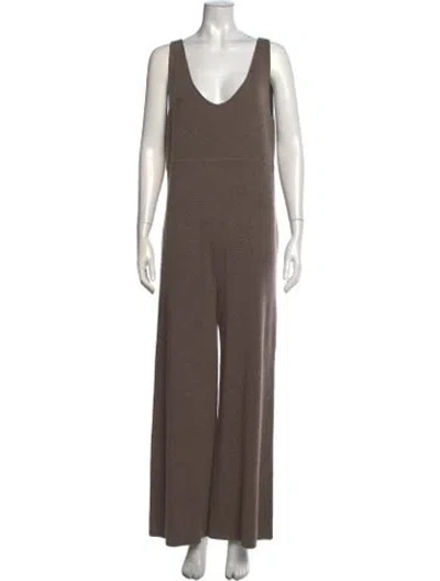 Pre-owned Hatch Merino Wool V-neck Jumpsuit W/ Tags In Neutrals