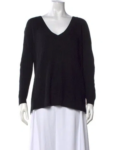 Pre-owned Hatch Merino Wool V-neck Sweater In Black