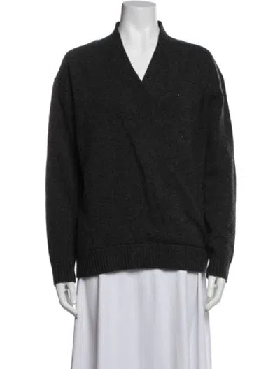 Pre-owned Hatch Merino Wool V-neck Sweater In Blue