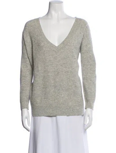 Pre-owned Hatch Merino Wool V-neck Sweater In Gray