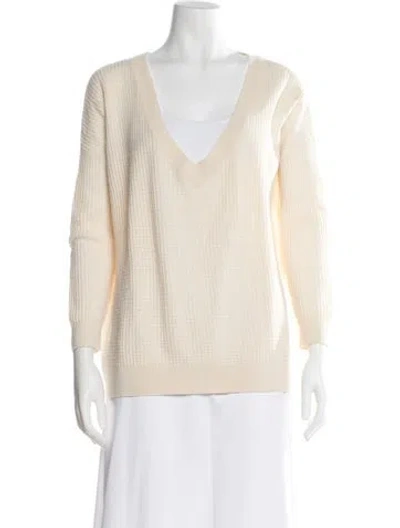 Pre-owned Hatch Merino Wool V-neck Sweater In Neutral