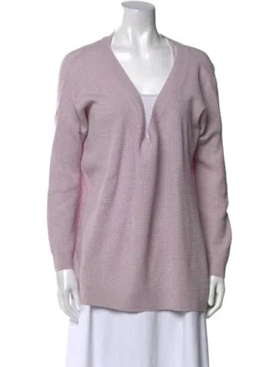 Pre-owned Hatch Merino Wool V-neck Sweater In Purple