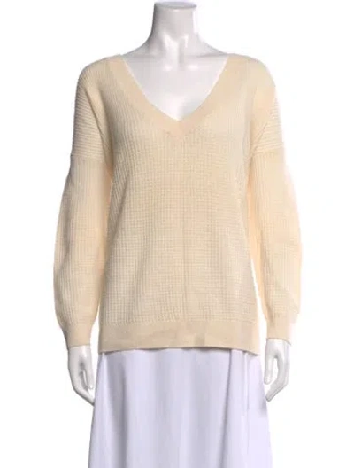 Pre-owned Hatch Merino Wool V-neck Sweater In Yellow
