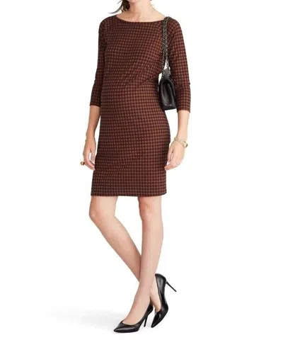Hatch Mila Maternity Dress In Navy/spice In Brown