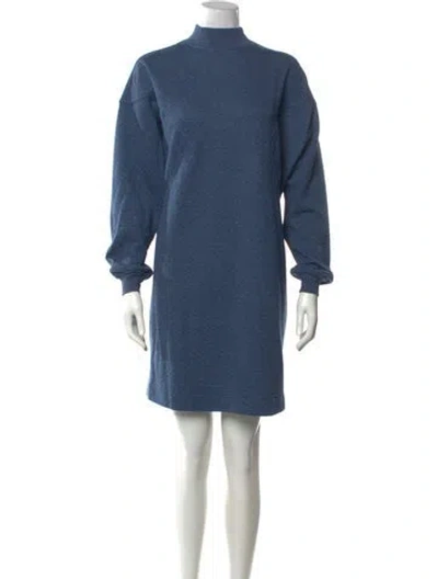 Pre-owned Hatch Mock Neck Knee-length Dress In Blue