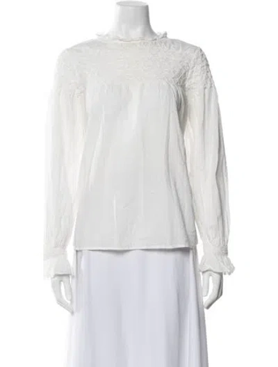 Pre-owned Hatch Mock Neck Long Sleeve Top In Neutrals