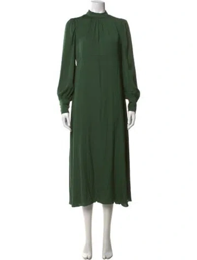 Pre-owned Hatch Mock Neck Midi Length Dress In Green
