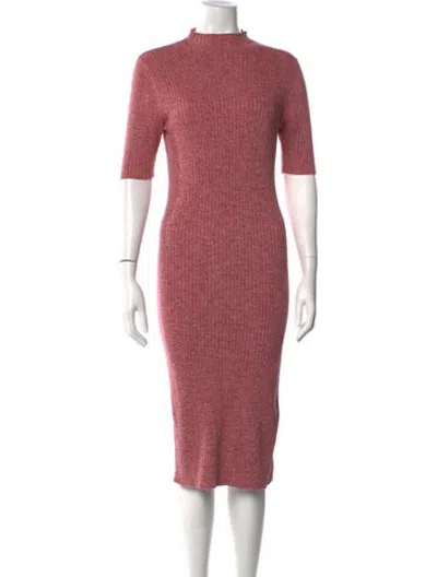 Pre-owned Hatch Mock Neck Midi Length Dress In Pink