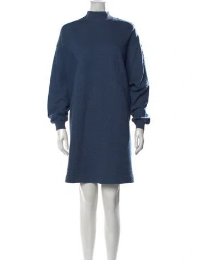 Pre-owned Hatch Mock Neck Mini Dress In Blue