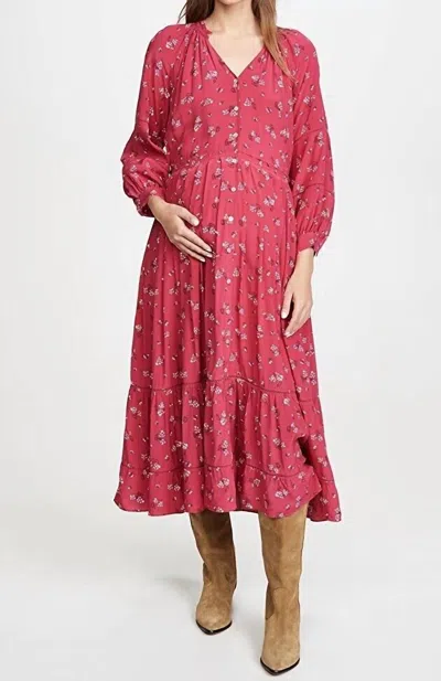Hatch Myra Maternity Dress In Azalea/canterbury In Pink