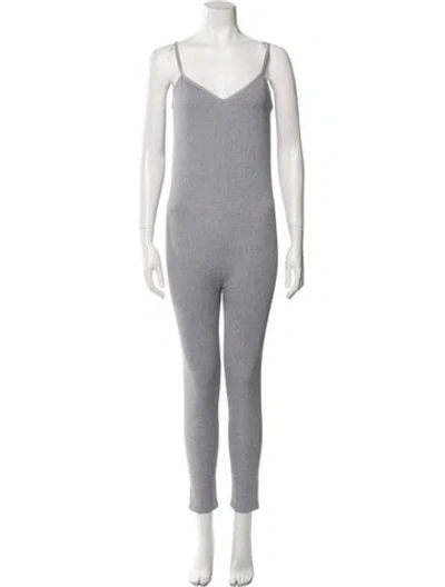Pre-owned Hatch Nylon V-neck Jumpsuit W/ Tags In Gray