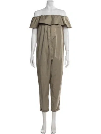 Pre-owned Hatch Off-the-shoulder Jumpsuit In Neutral