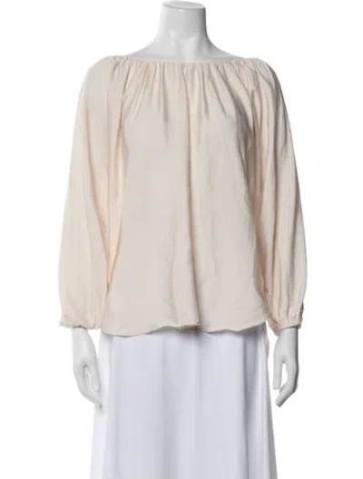 Pre-owned Hatch Off-the-shoulder Long Sleeve Top In Neutrals