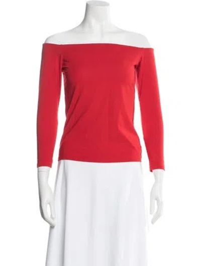 Pre-owned Hatch Off-the-shoulder Long Sleeve Top In Red
