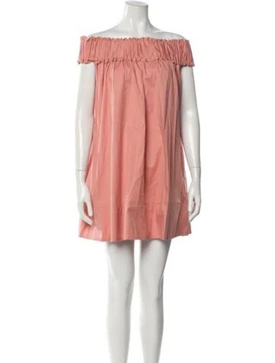 Pre-owned Hatch Off-the-shoulder Mini Dress In Pink