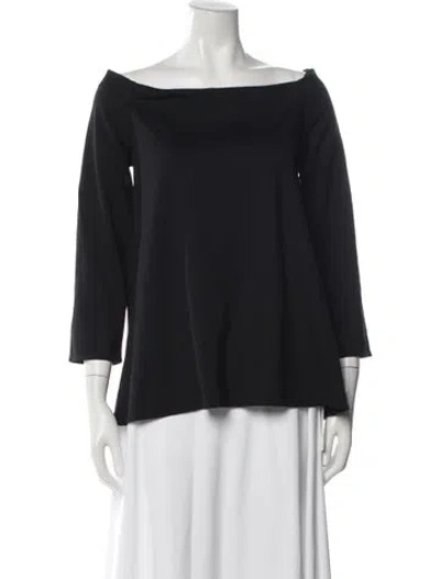 Pre-owned Hatch Off-the-shoulder Three-quarter Sleeve Top In Black