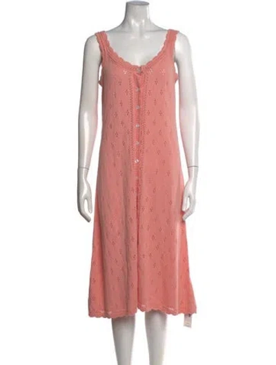 Pre-owned Hatch Patterned Midi Length Dress In Pink