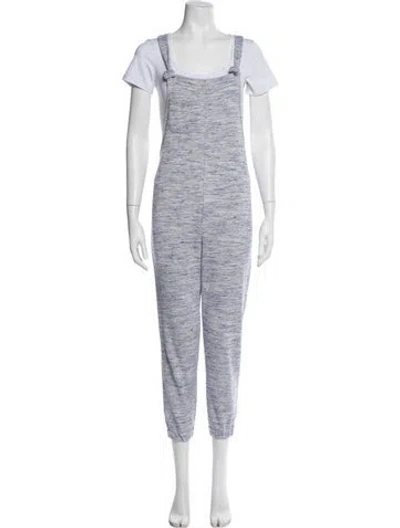 Pre-owned Hatch Patterned Scoop Neck Overalls In Blue