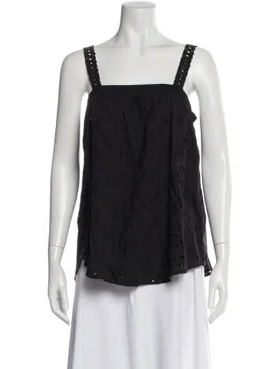 Pre-owned Hatch Patterned Square Neckline Top In Gray