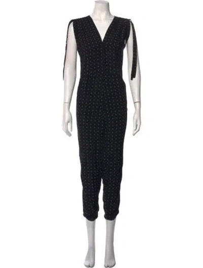 Pre-owned Hatch Patterned V-neck Jumpsuit In Black