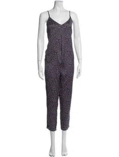 Pre-owned Hatch Patterned V-neck Jumpsuit In Blue
