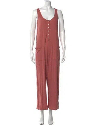 Pre-owned Hatch Patterned V-neck Jumpsuit In Pink
