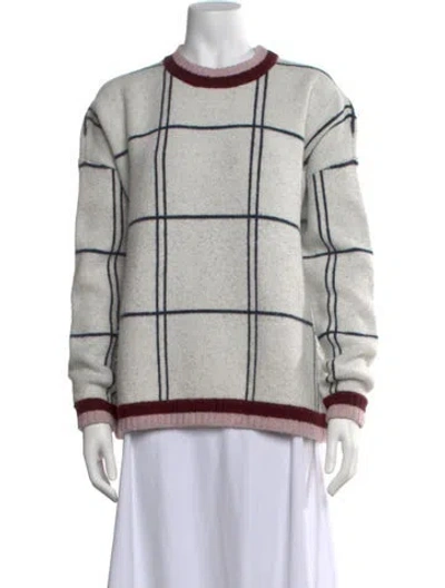 Pre-owned Hatch Plaid Print Crew Neck Sweater In Grey