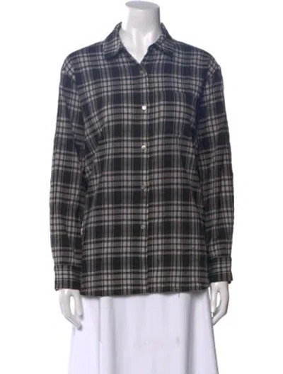 Pre-owned Hatch Plaid Print Long Sleeve Button-up Top In Multi