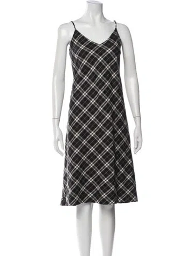 Pre-owned Hatch Plaid Print Midi Length Dress In Black