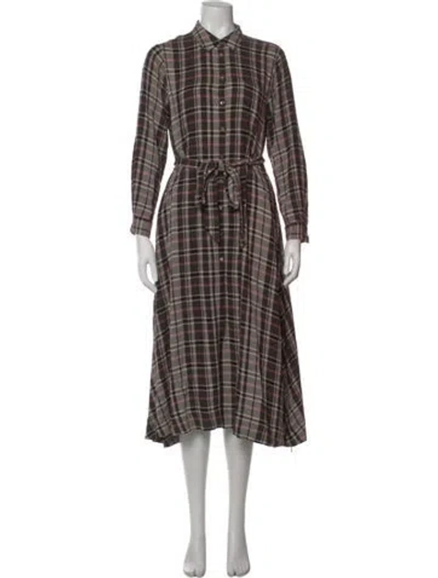 Pre-owned Hatch Plaid Print Midi Length Dress In Multi