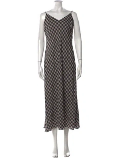 Pre-owned Hatch Plaid Print Midi Length Dress In Pink