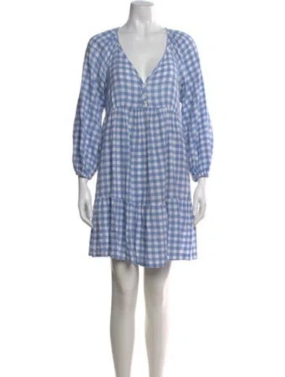 Pre-owned Hatch Plaid Print Mini Dress In Blue