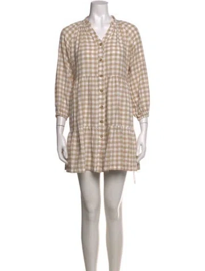 Pre-owned Hatch Plaid Print Mini Dress In Brown