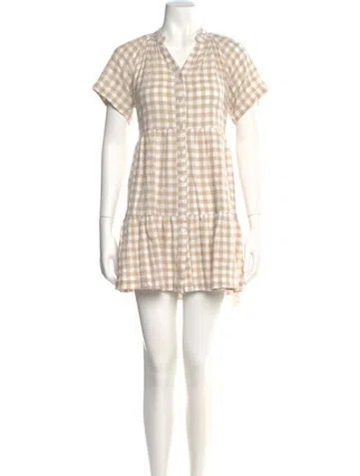 Pre-owned Hatch Plaid Print Mini Dress In Neutral