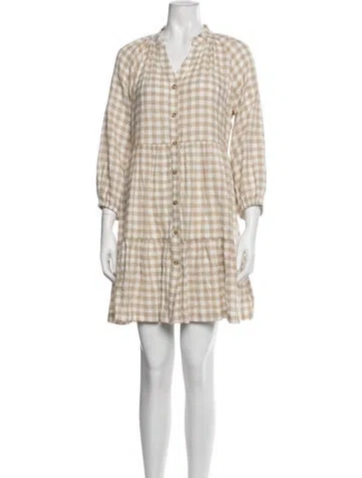 Pre-owned Hatch Plaid Print Mini Dress W/ Tags In Neutrals