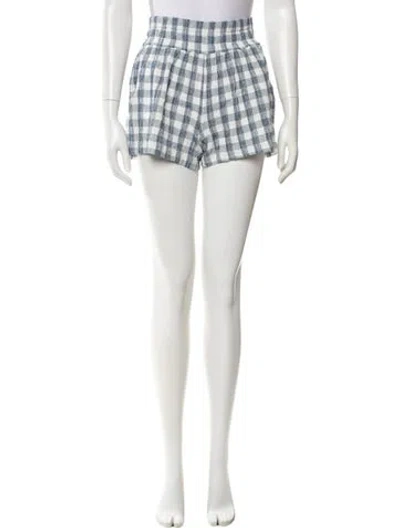 Pre-owned Hatch Plaid Print Mini Shorts In Blue