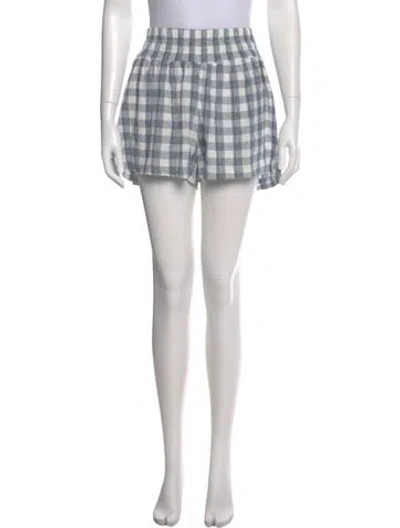 Pre-owned Hatch Plaid Print Mini Shorts In White