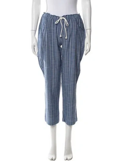 Pre-owned Hatch Plaid Print Straight Leg Pants In Blue