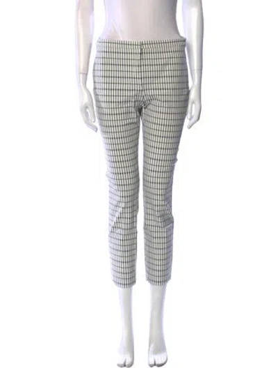 Pre-owned Hatch Plaid Print Straight Leg Pants In White