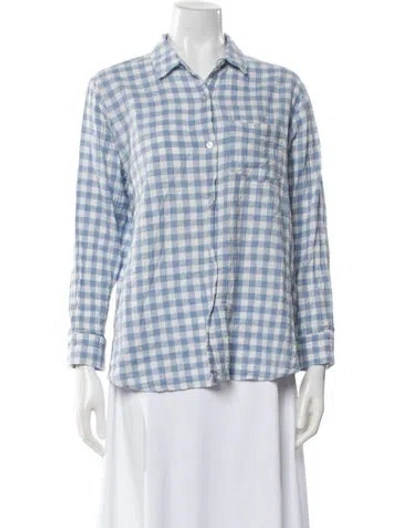 Pre-owned Hatch Plaid Print Three-quarter Sleeve Button-up Top In Multi