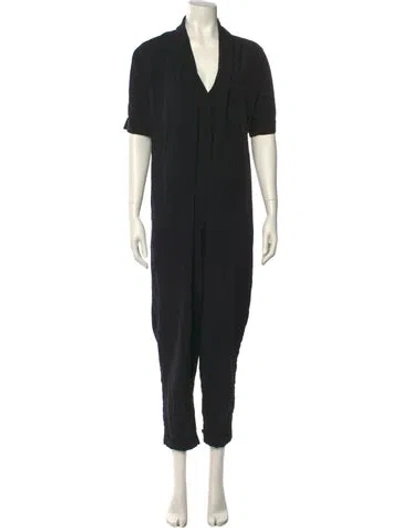 Pre-owned Hatch Plunge Neckline Jumpsuit In Black