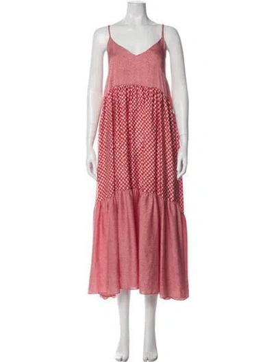 Pre-owned Hatch Polka Dot Print Long Dress In Red