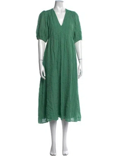 Pre-owned Hatch Polka Dot Print Midi Length Dress W/ Tags In Green