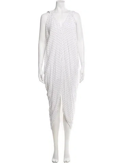 Pre-owned Hatch Polka Dot Print Midi Length Dress In White